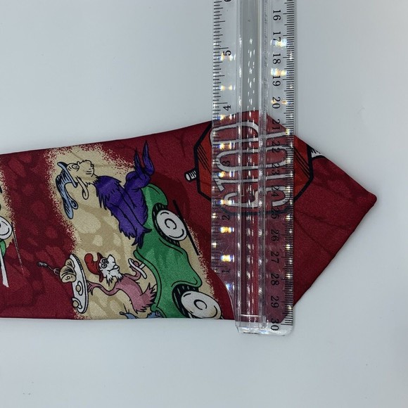 Dr Suess GREEN EGGS AND HAM Tie City One Handmade Neck Tie Red Seuss Week ~ Flaw - Picture 5 of 6